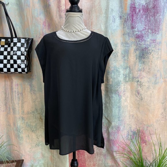 NWT📌DR2 Timeless Soft Flowing - Light Transparent Cap Sleeves Top - Picture 1 of 13